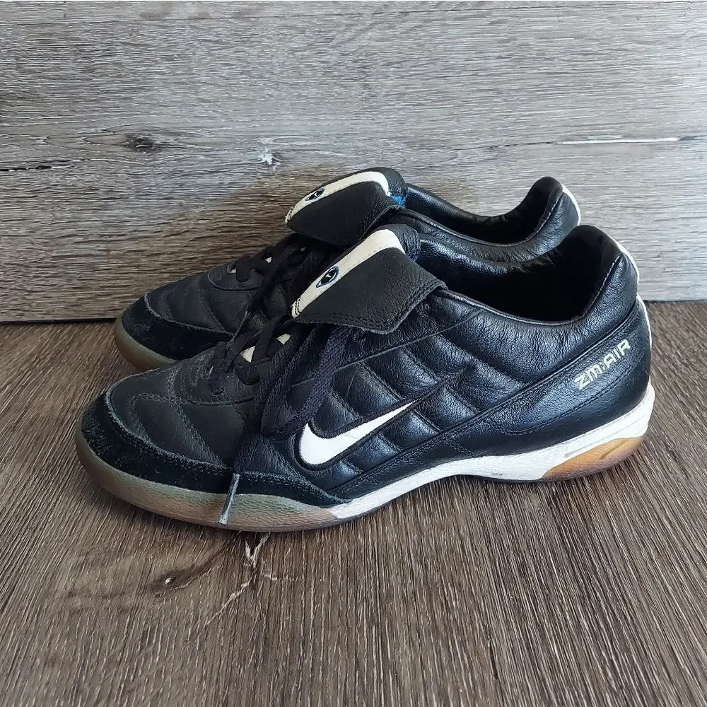 Nike Zoom Air Tiempo Premier Black and White Indoor Soccer Shoes Size 7